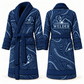 Personalized Welder Bathrobe - Contour Lines blue front and back view