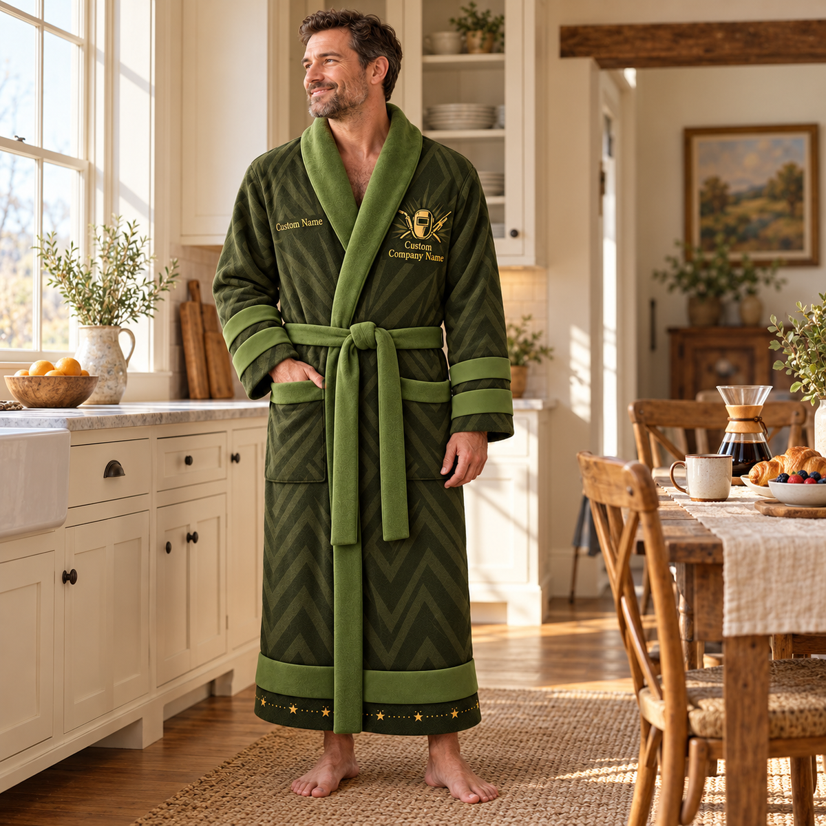 Personalized Welder Bathrobe - Signature Silhouette lifestyle view