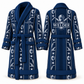 Personalized Welder Bathrobe - Workbench Stripes blue front and back view