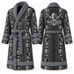 Personalized Welder Bathrobe - Workbench Stripes slate front and back view
