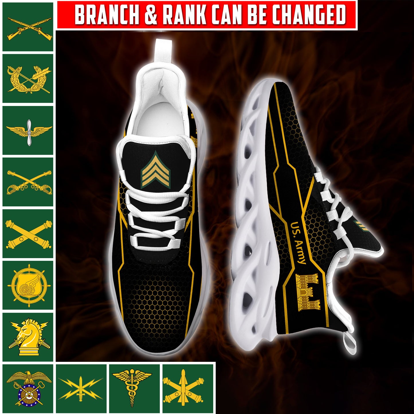US Military – Army Branch All Over Print Sneakers