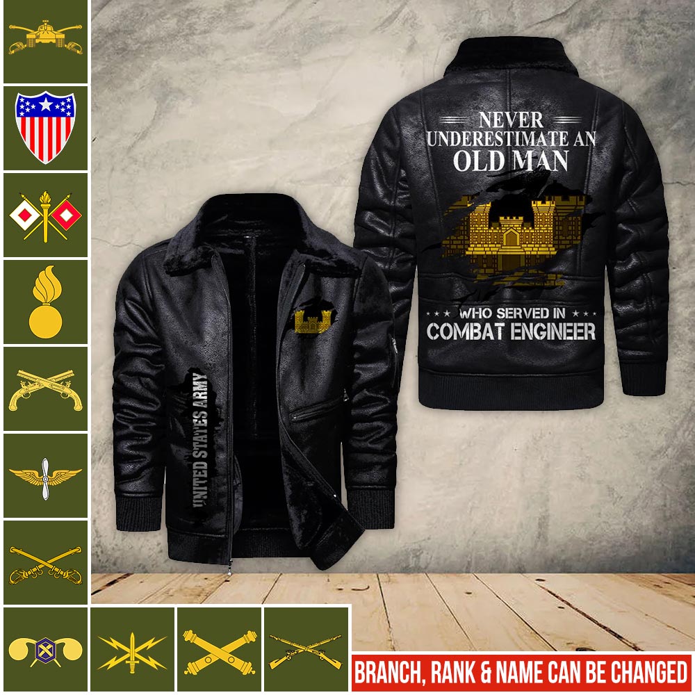 US Military - Army Branch - Leather Jacket For Veterans