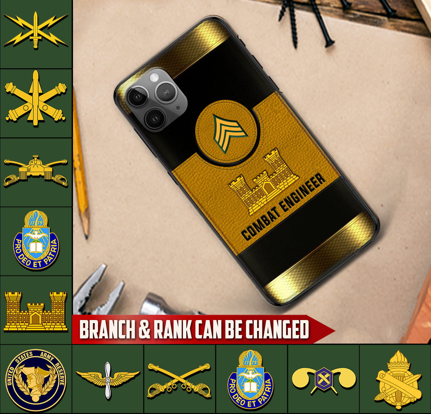 Personalized US Military - Army Branch Phone Case Printed