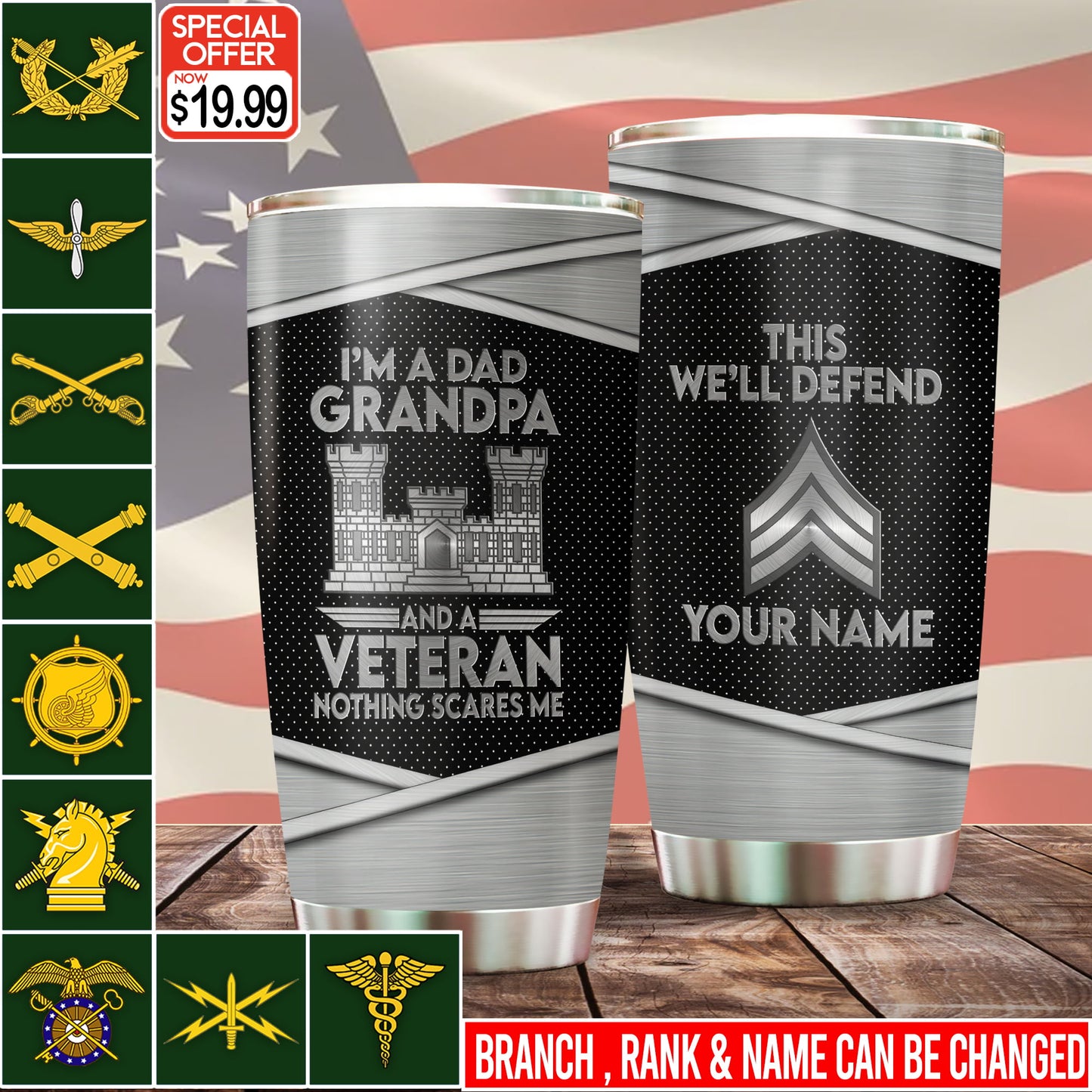 US Military – Army Branch – Tumbler