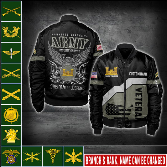 US Military – Army Branch All Over Print Bomber Jacket