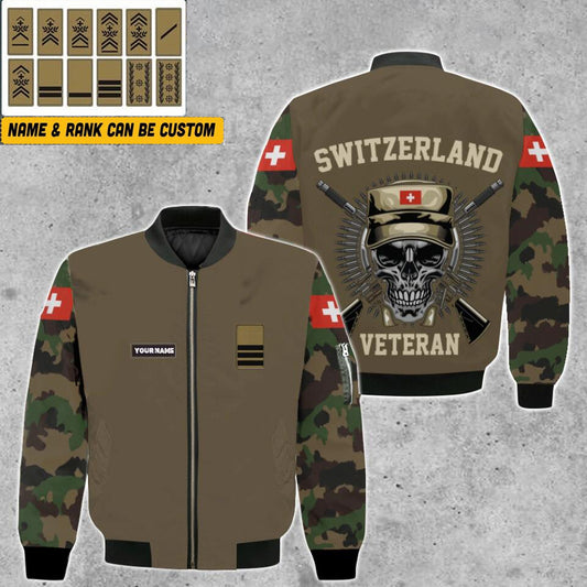 Personalized Swiss Soldier/ Veteran Camo With Name And Rank Bomber Jacket 3D Printed - 0501230001