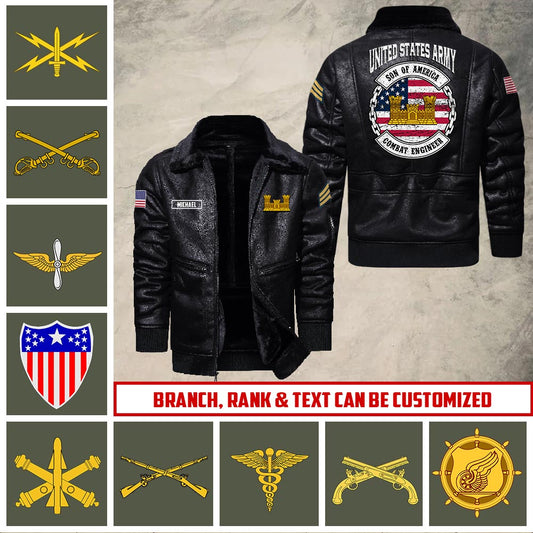 US Military - Army Branch - Leather Jacket For Veterans