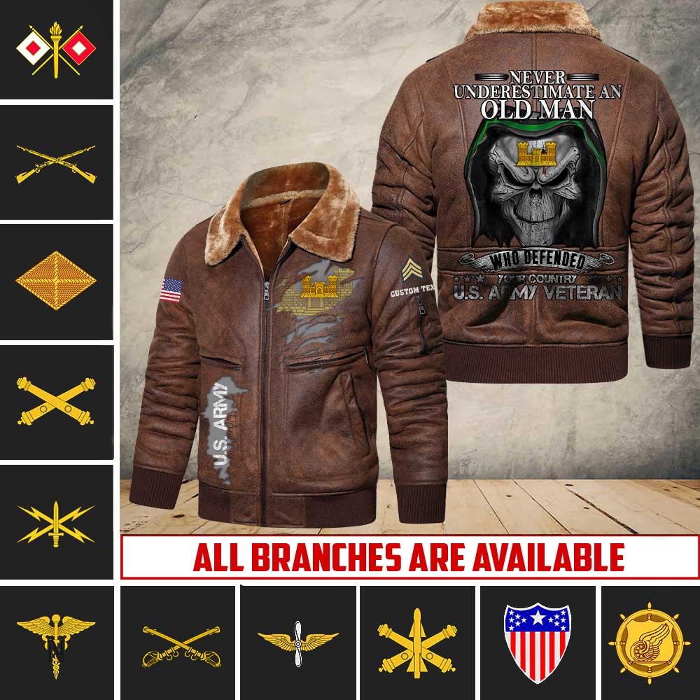 US Military - Army Branch - Leather Jacket For Veterans