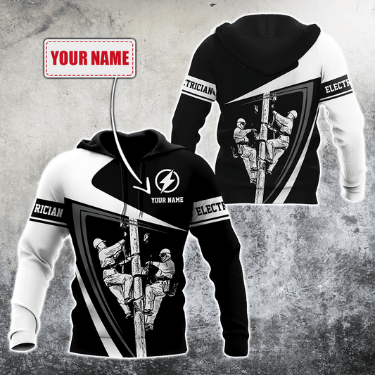 T-shirts unisexes 3D drôles d'électricien avec nom personnalisé
