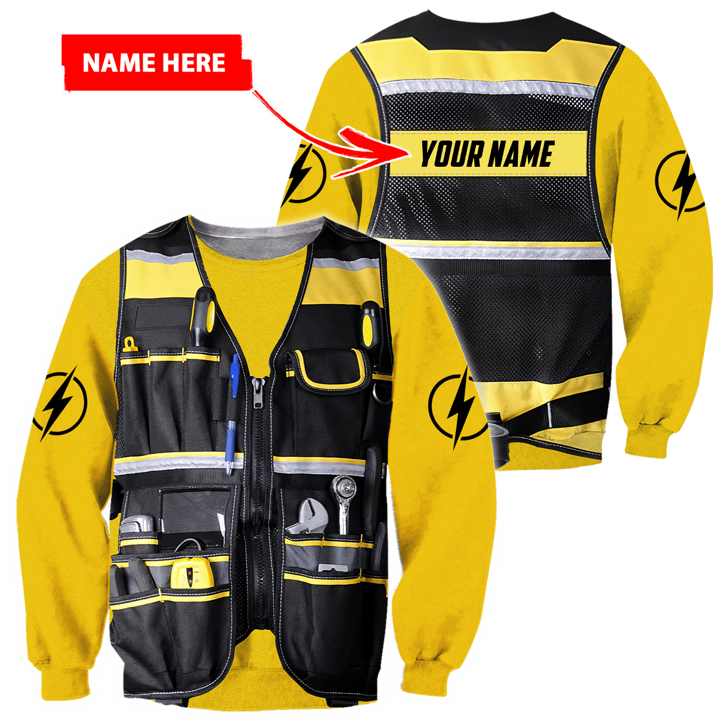 Personalisierte Name Lustige Elektriker 3D Unisex Shirts