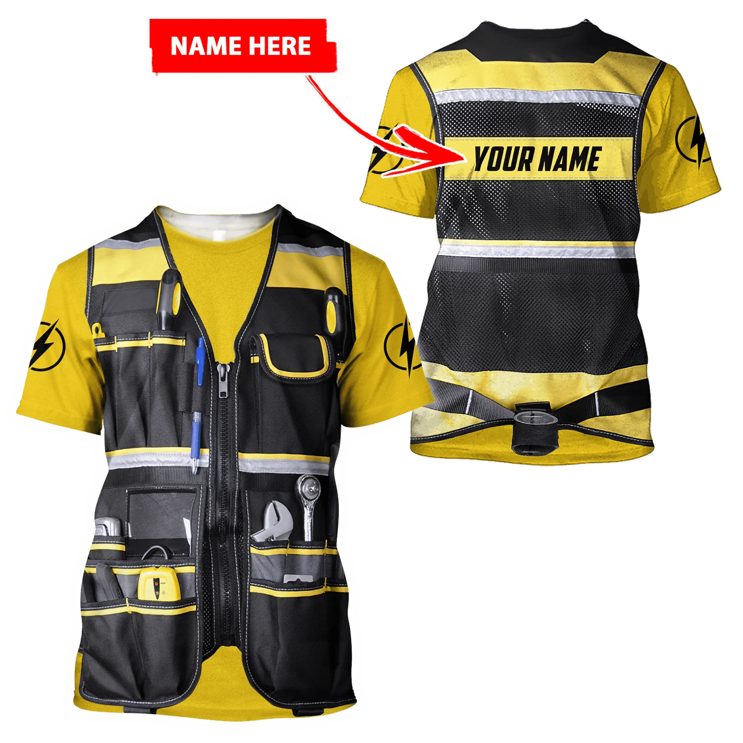 Personalisierte Name Lustige Elektriker 3D Unisex Shirts