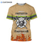 T-shirts unisexes 3D drôles de pompiers avec nom personnalisé