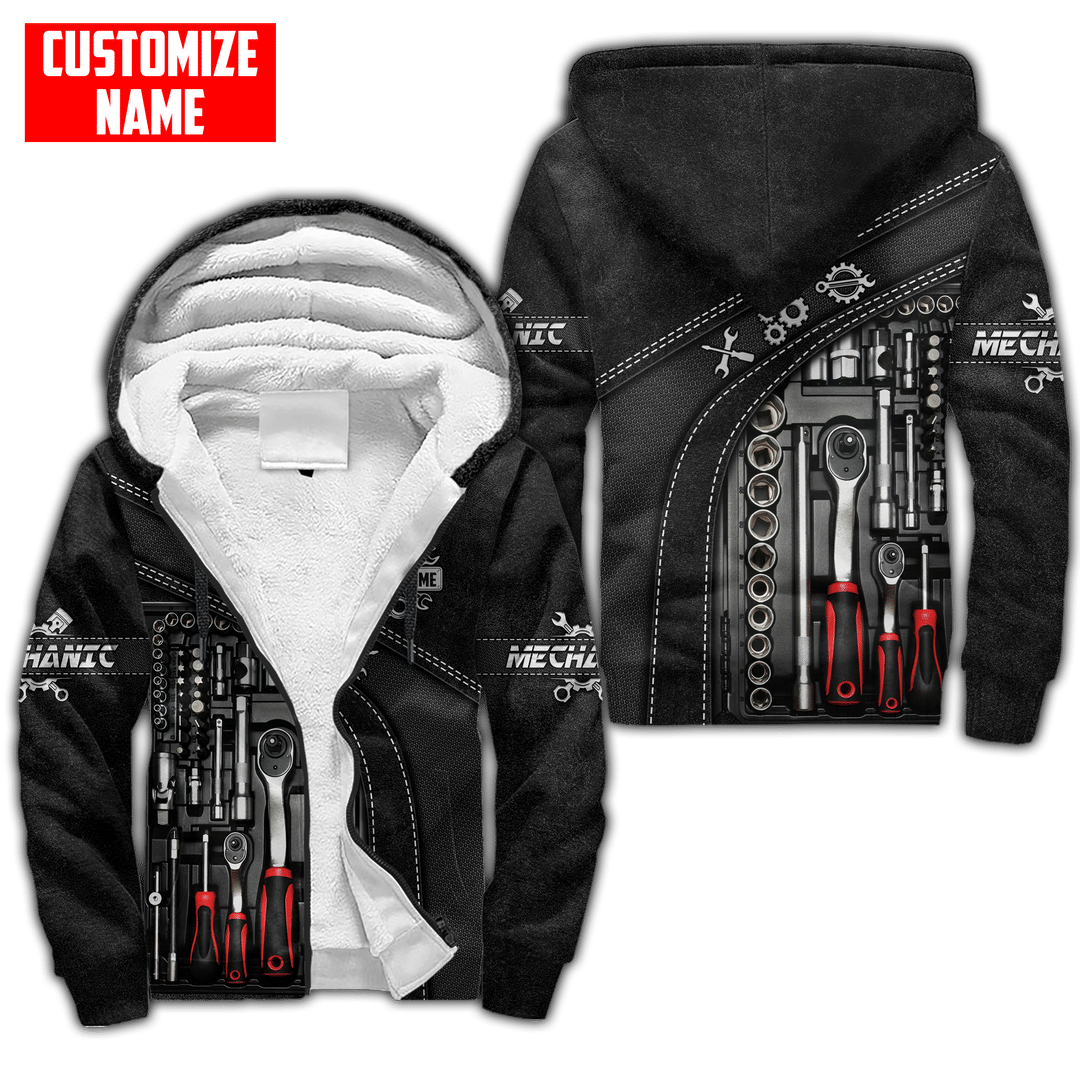 Personalized Name Funny Mechanic 3D Unisex Shirts Tool Box Black