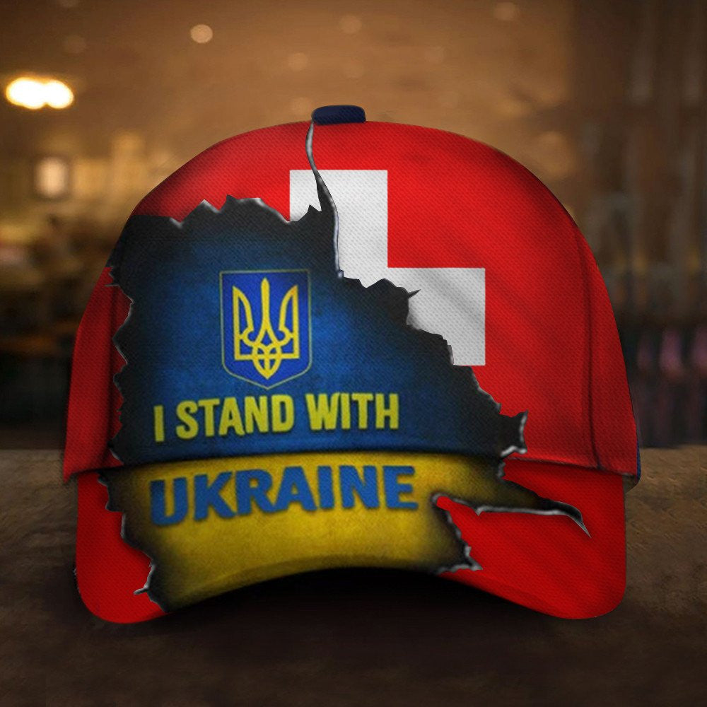 Switzerland Stand With Ukraine Hat Support For Ukraine Hat Merch For Men