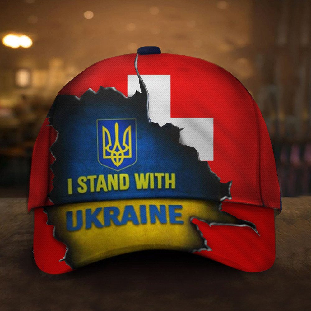 Switzerland Stand With Ukraine Hat Support For Ukraine Hat Merch For Men