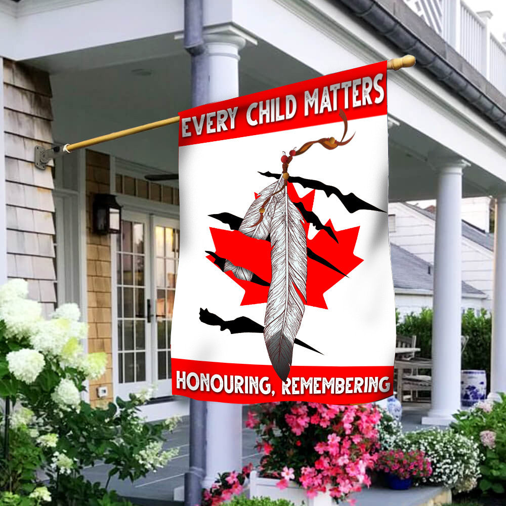 Feathers Every Child Matters Flag Honouring Remembering Every Child Matters Canada Merch