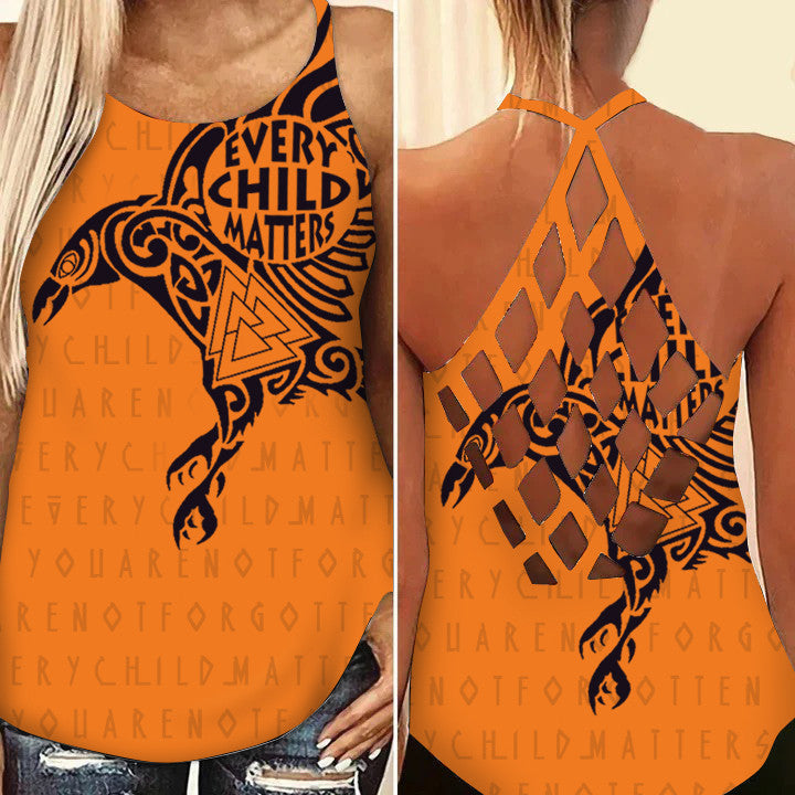 Ravens Every Child Matters Criss Cross Tank Top For Women Orange Shirt Day Sept 30th Clothing