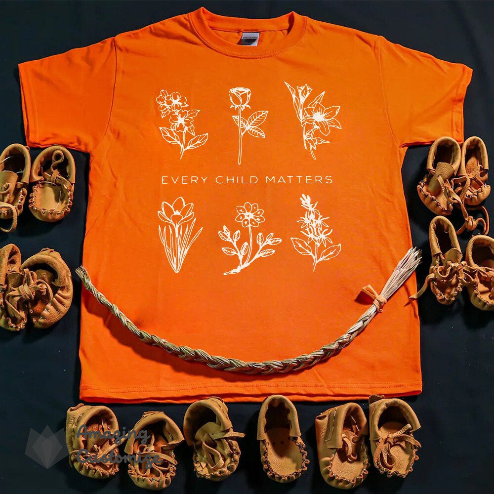 Flowers Every Child Matters Shirt Sept 30th Orange Shirt Day T-Shirts Clothing