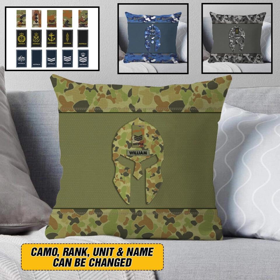 Coussin personnalisé imprimé camouflage spartiate pour vétérans/soldats australiens