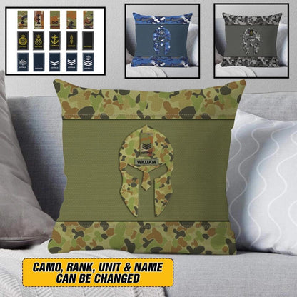 Coussin personnalisé imprimé camouflage spartiate pour vétérans/soldats australiens