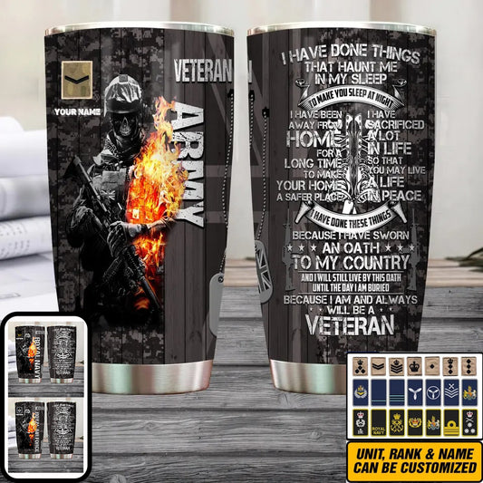 Personalized United Kingdom Veteran/ Soldier With Rank And Name Camo Tumbler All Over Printed 0202240022