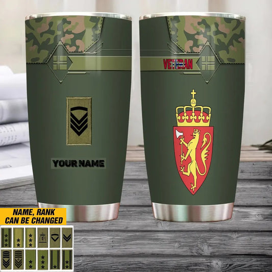 Personalized Norway Veteran/Soldier With Rank And Name Camo Tumbler All Over Printed - 1804230001