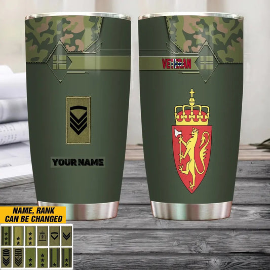 Personalized Norway Veteran/Soldier With Rank And Name Camo Tumbler All Over Printed - 16817760