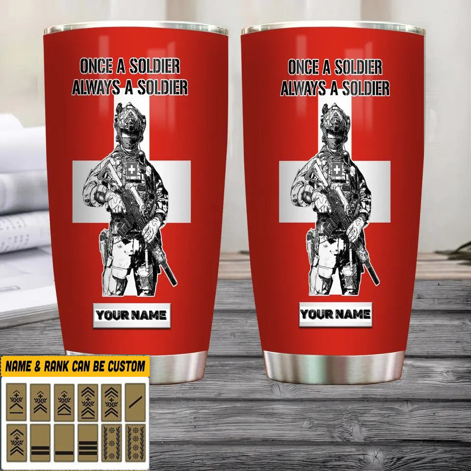 Personalized Swiss Veteran/Soldier With Rank And Name Camo Tumbler All Over Printed - 1804230002