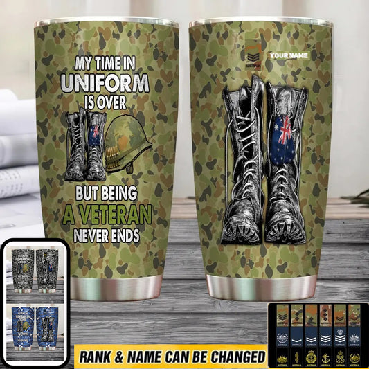 Personalized Australian Veteran/ Soldier With Rank And Name Camo Tumbler All Over Printed 1804230004