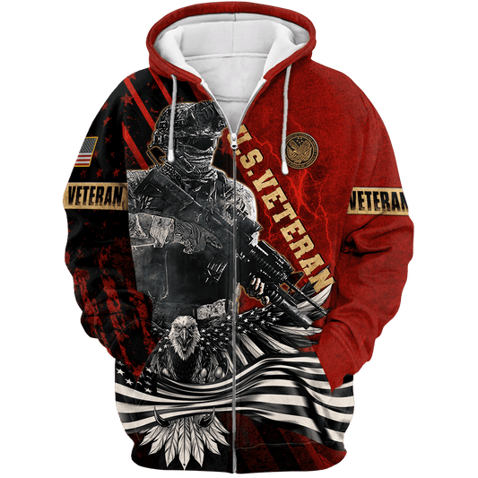 US Veteran - Soldier Eagle Lightning 3D Unisex Shirts