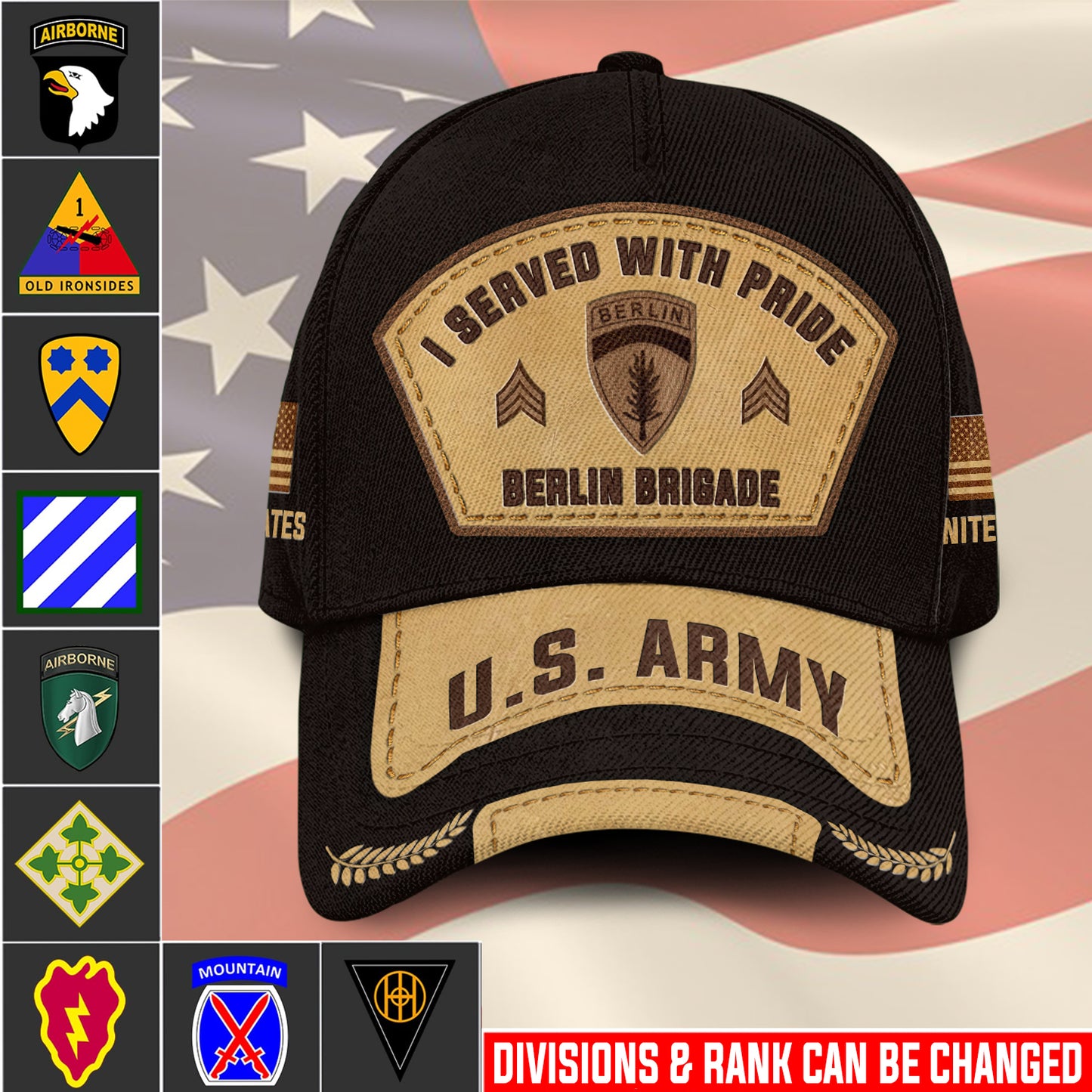Casquette à imprimé intégral de l'armée américaine - Division de l'armée