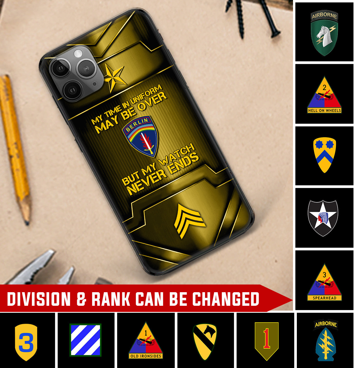 Personalized US Military - Army Division Phone Case Printed