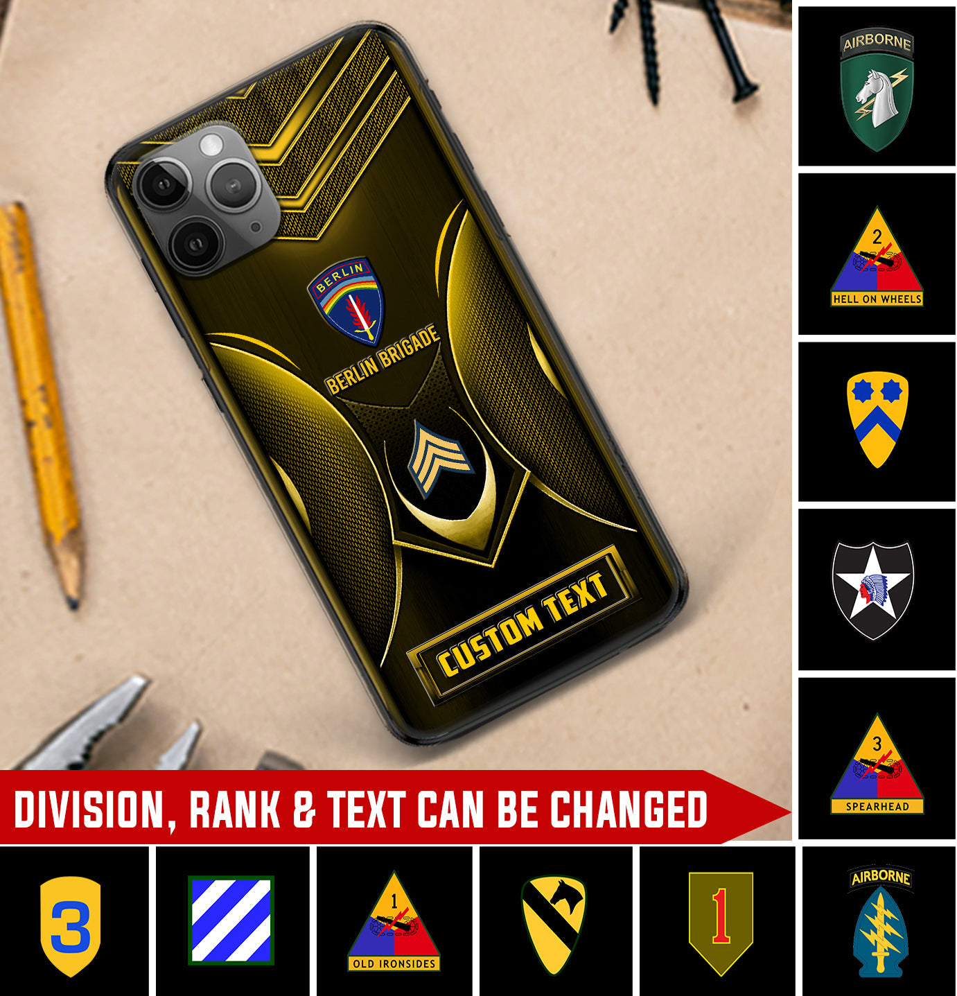 Étui de téléphone personnalisé de l'armée américaine - Division de l'armée imprimé