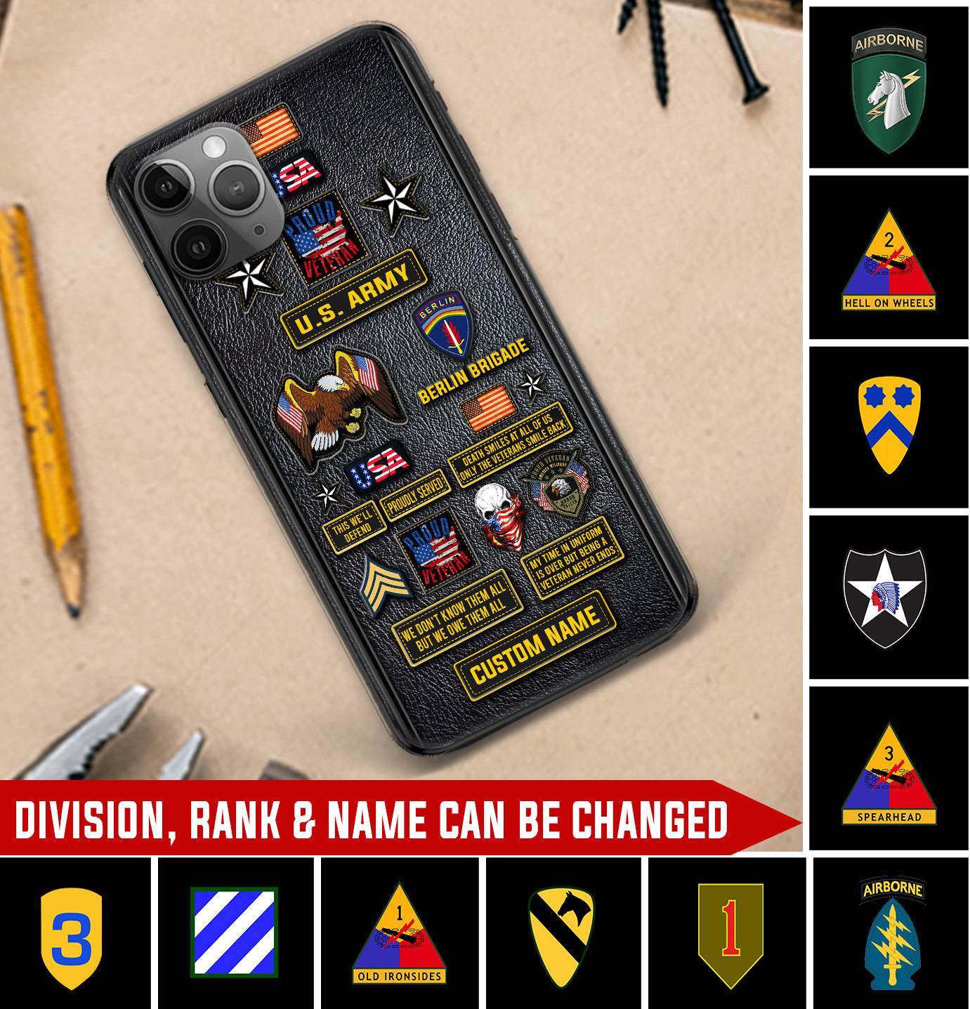 Personalisierte US-Militär - Army Division Handyhülle bedruckt