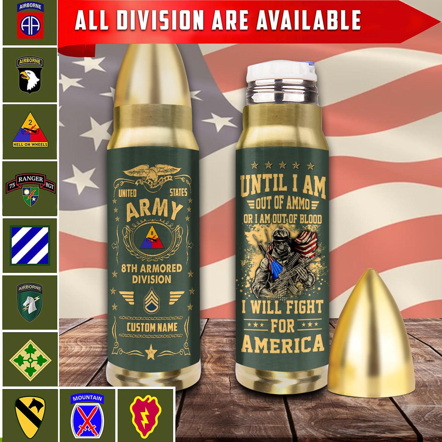 US Military – Army Division – Bullet Tumbler
