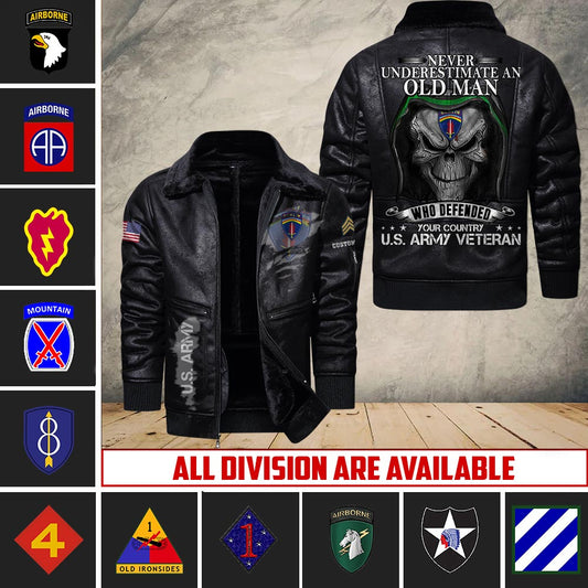 US Military - Army Division - Leather Jacket For Veterans