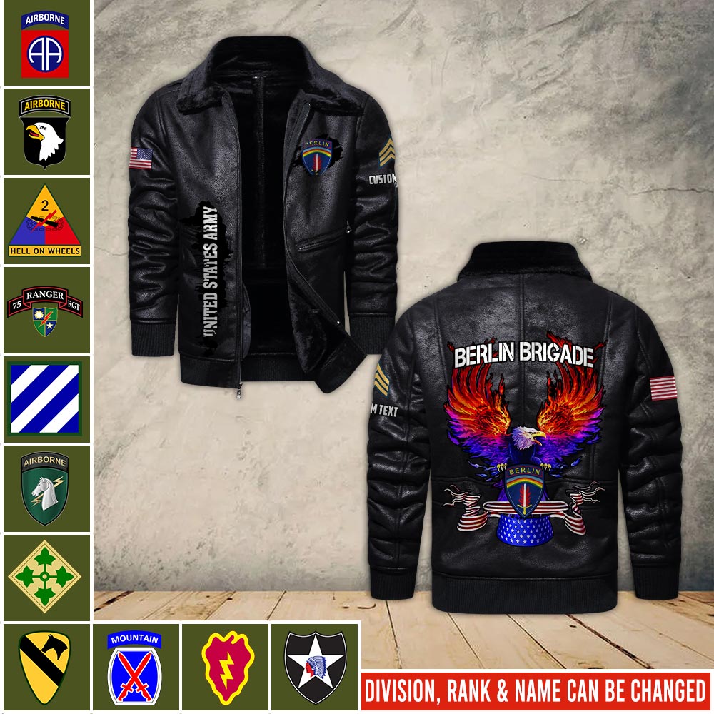 Armée américaine - Division de l'armée - Veste en cuir pour vétérans 
