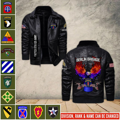 Armée américaine - Division de l'armée - Veste en cuir pour vétérans 