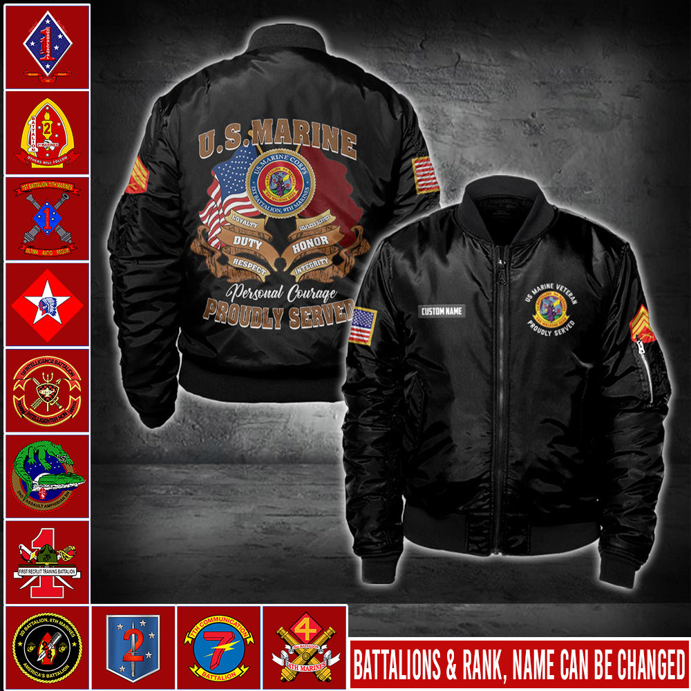 US Military – Marine Battalion All Over Print Bomber Jacket
