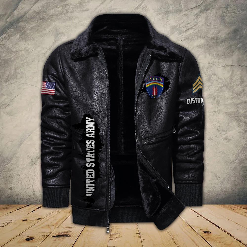 Armée américaine - Division de l'armée - Veste en cuir pour vétérans 