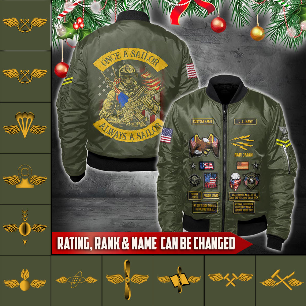 US Military – Navy Rating All Over Print Bomber Jacket