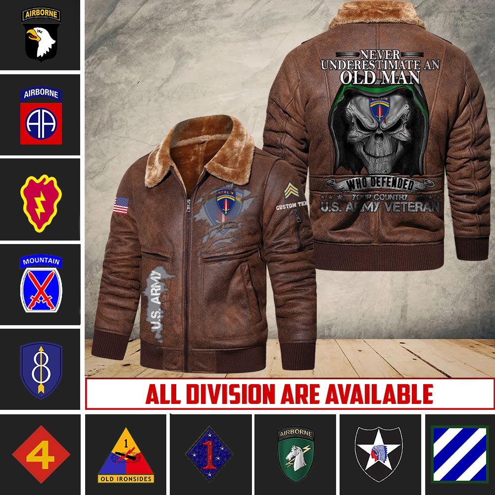 US Military - Army Division - Leather Jacket For Veterans