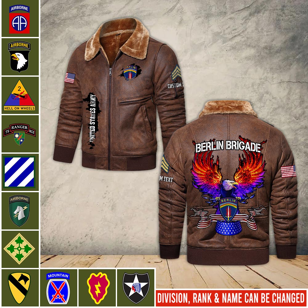 Armée américaine - Division de l'armée - Veste en cuir pour vétérans 