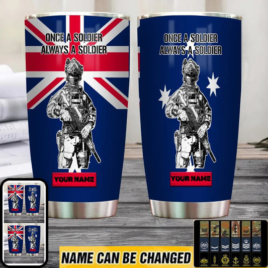 Personalized Australian Veteran/ Soldier With Rank And Name Camo Tumbler All Over Printed 1804230002