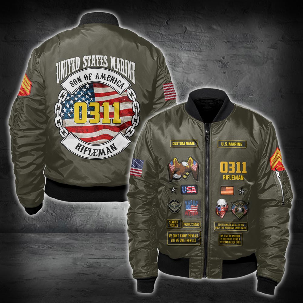 US Military – Marine MOS All Over Print Bomber Jacket