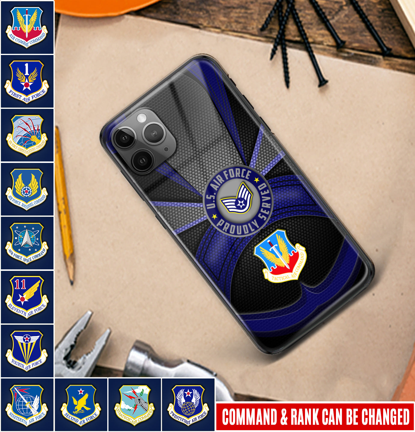 Personalized US Military - Air Force Command Phone Case Printed
