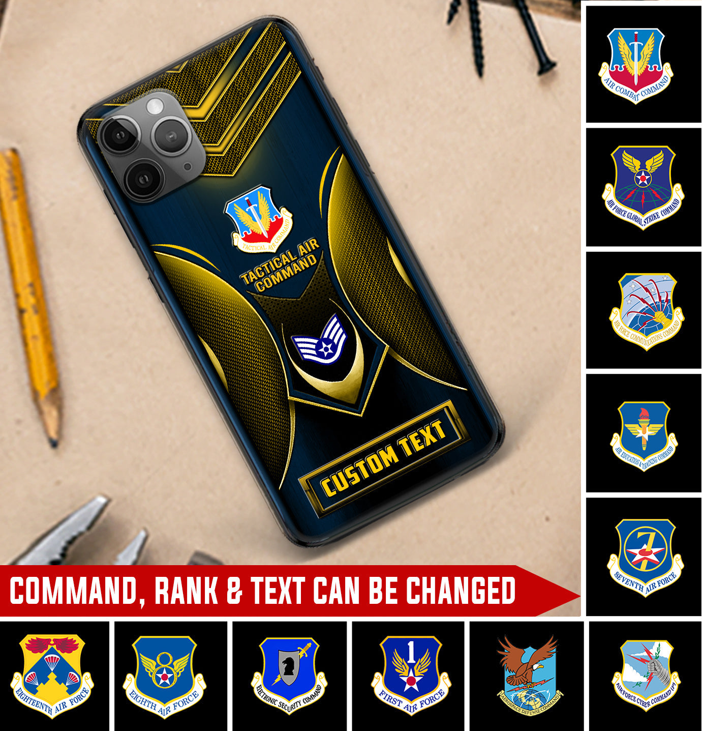 Personalized US Military - Air Force Command Phone Case Printed
