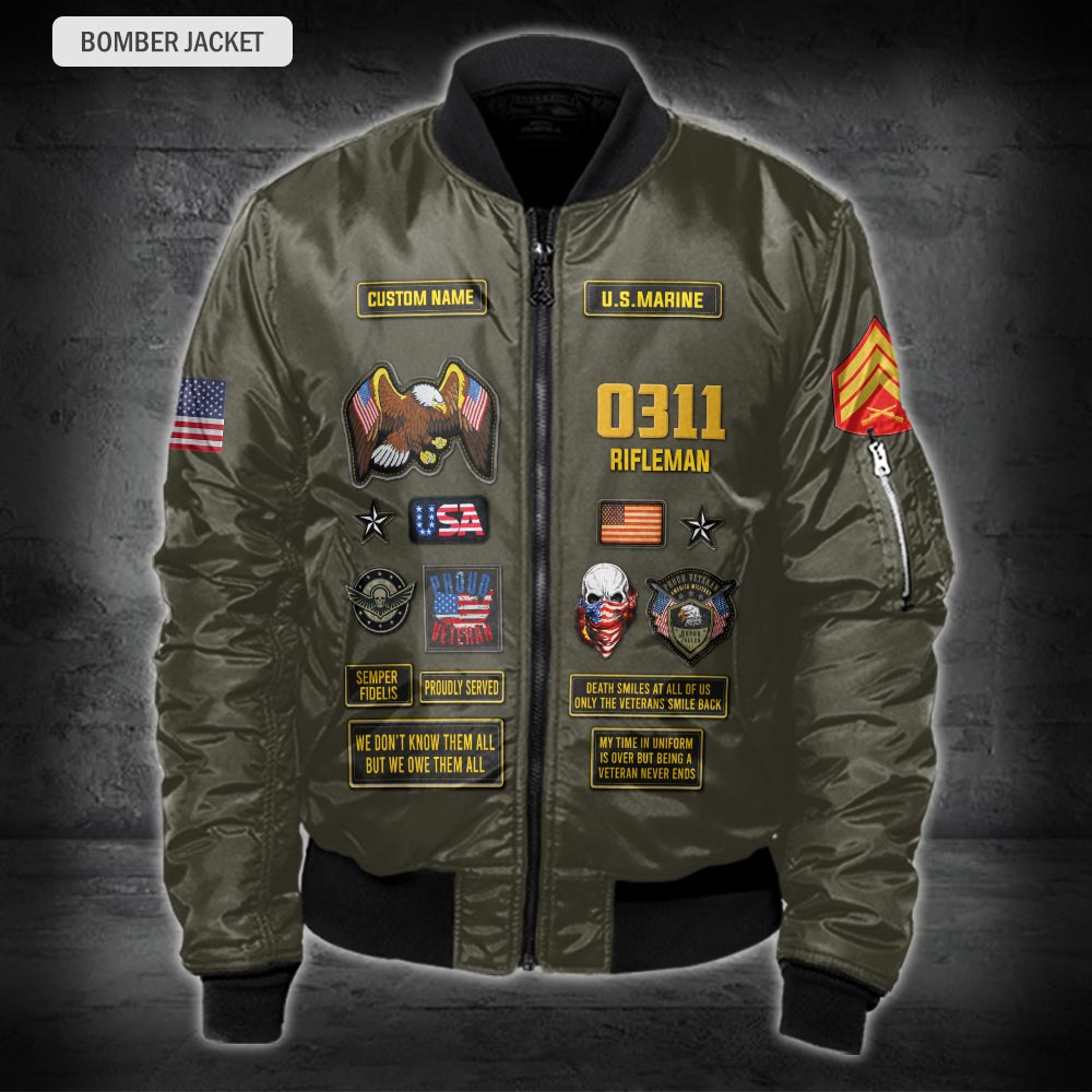 US Military – Marine MOS All Over Print Bomber Jacket