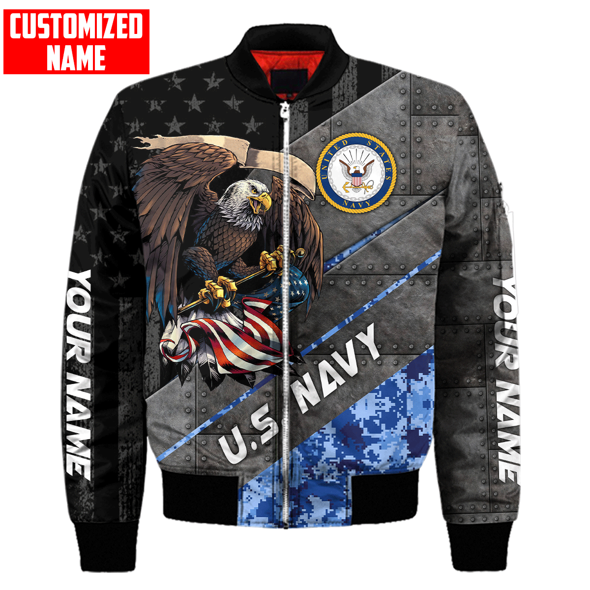 US Navy Veteran - Metal Pattern Unisex Shirts