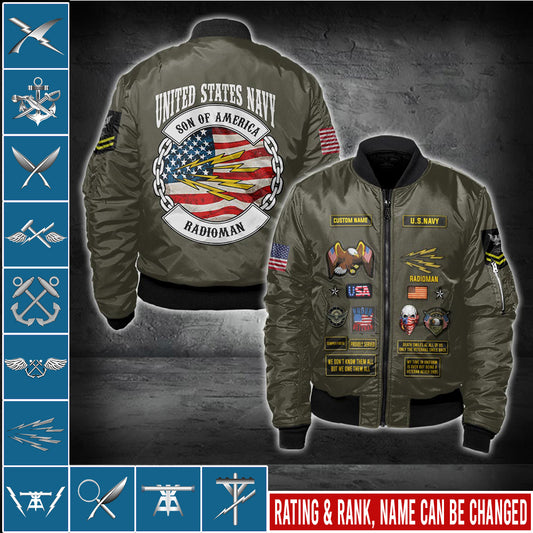US Military – Navy Badge All Over Print Bomber Jacket